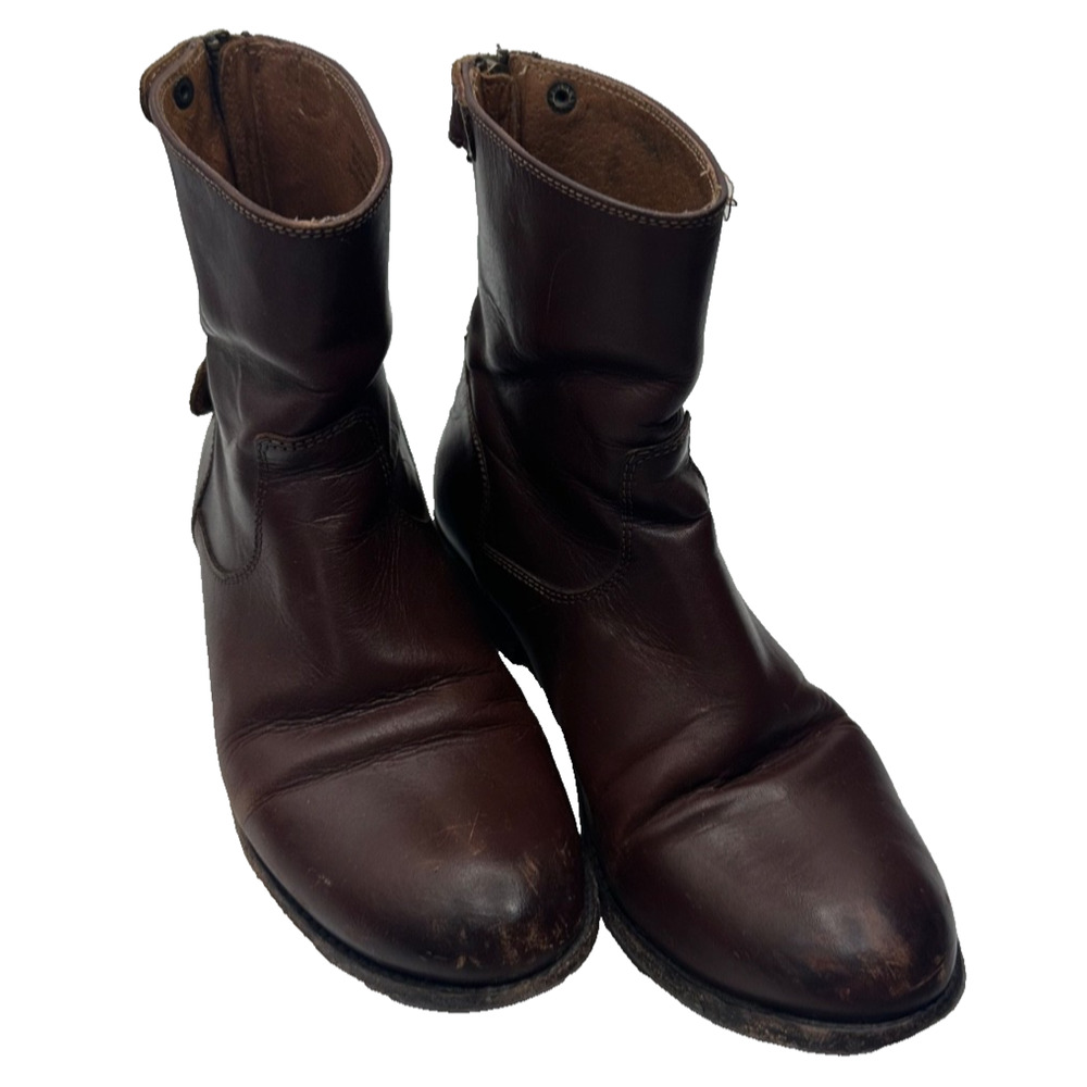 FRYE Women's Melissa Button Short Ankle Leather Boots 7.5 M Brown Distressed